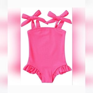 YOUNGER TREE Hot Pink One Piece Bathing Suit Toddler Size 18-24 Months